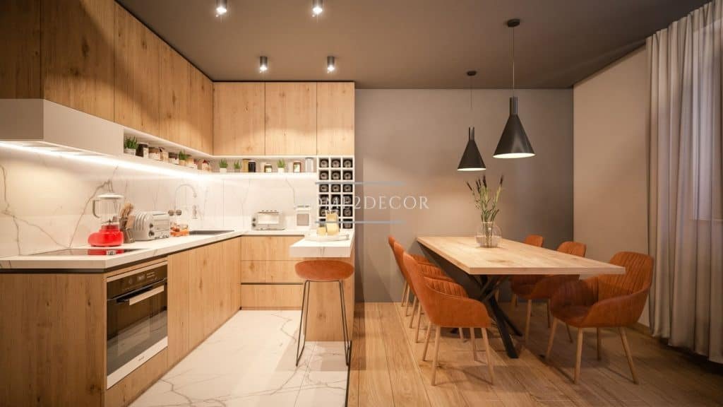 modern kitchen in wallnut laminates