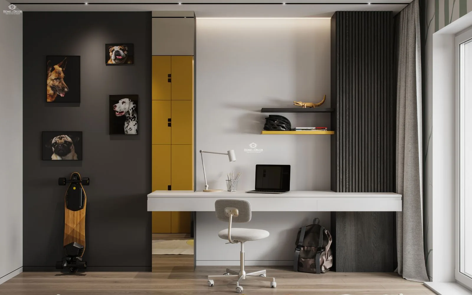 Cool kids bedroom work station area