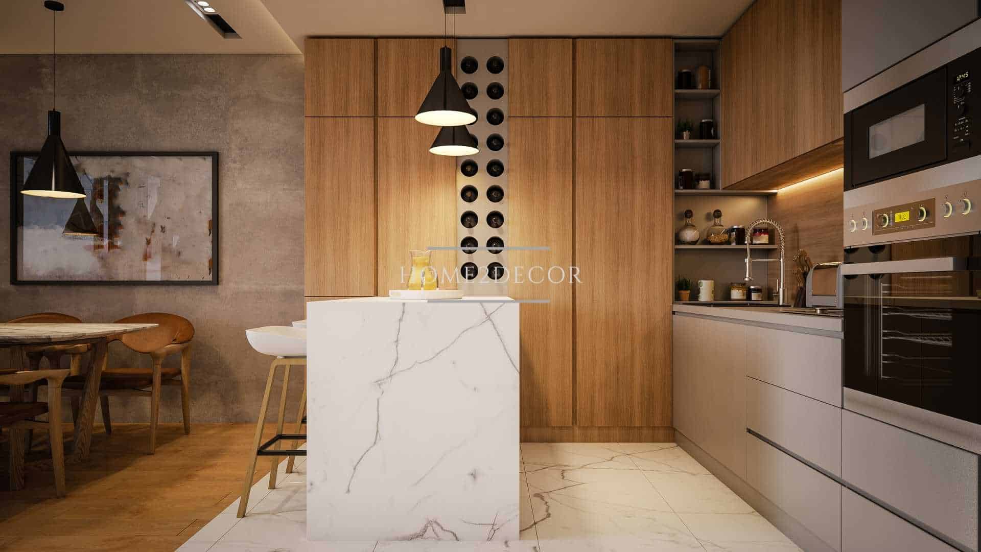 modern wooden kitchen design concept