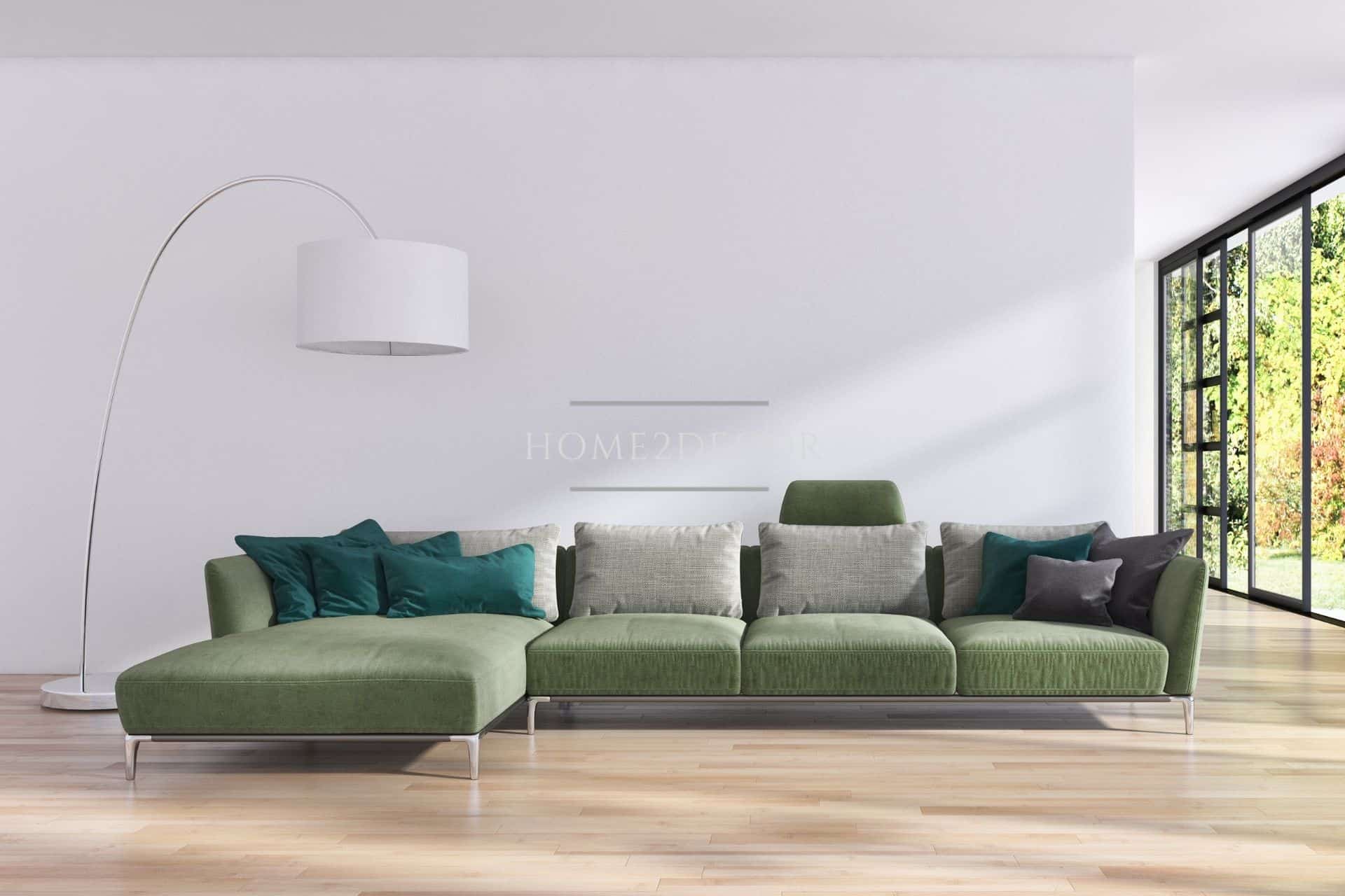 Modern 3+2 Seat Green Sofa