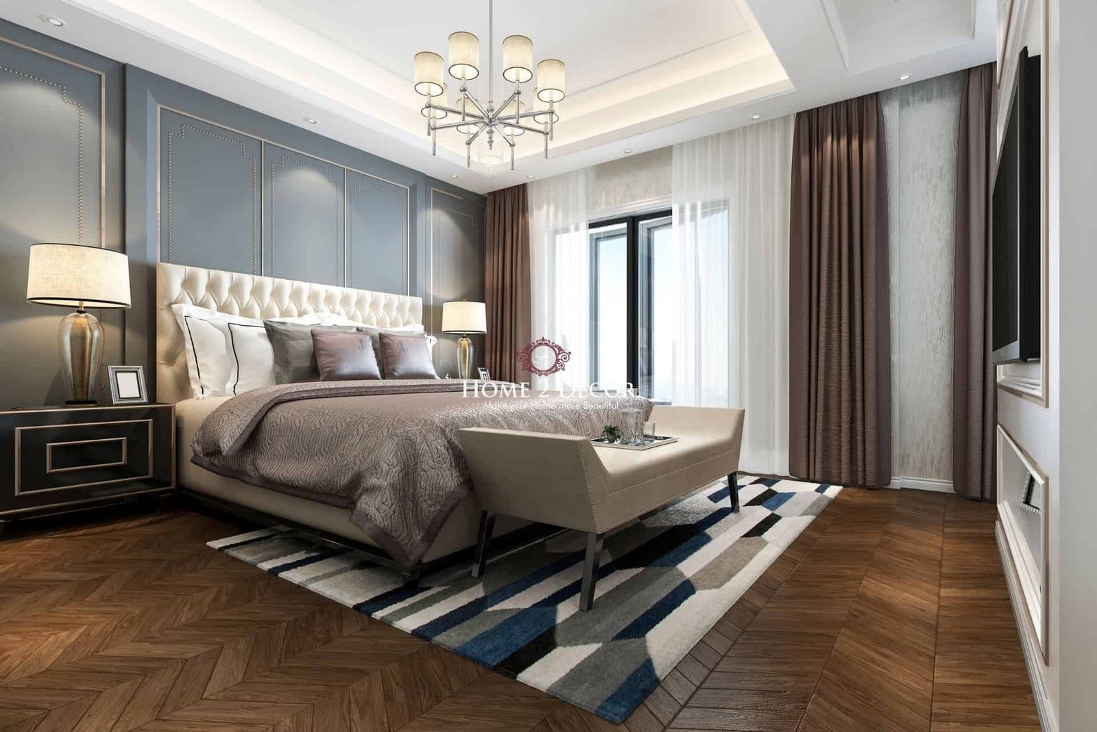 Asian Mediterranean Bedroom interior