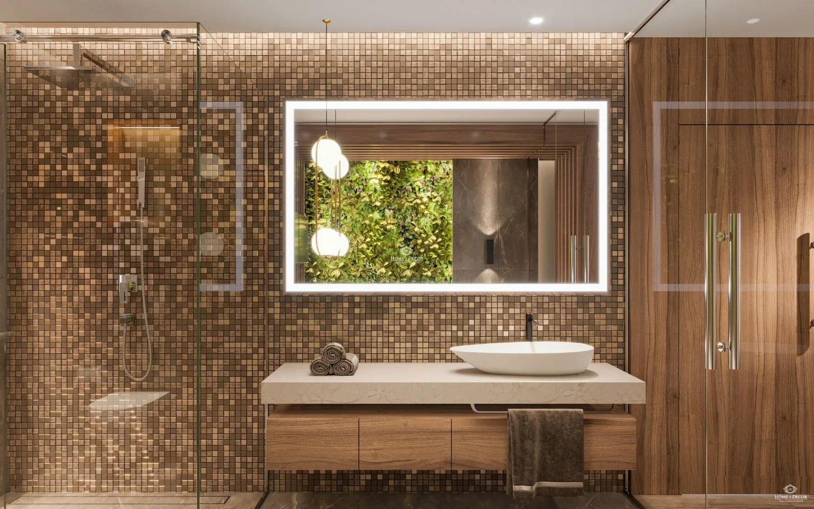 Asian Mediterranean Green bathroom interior design
