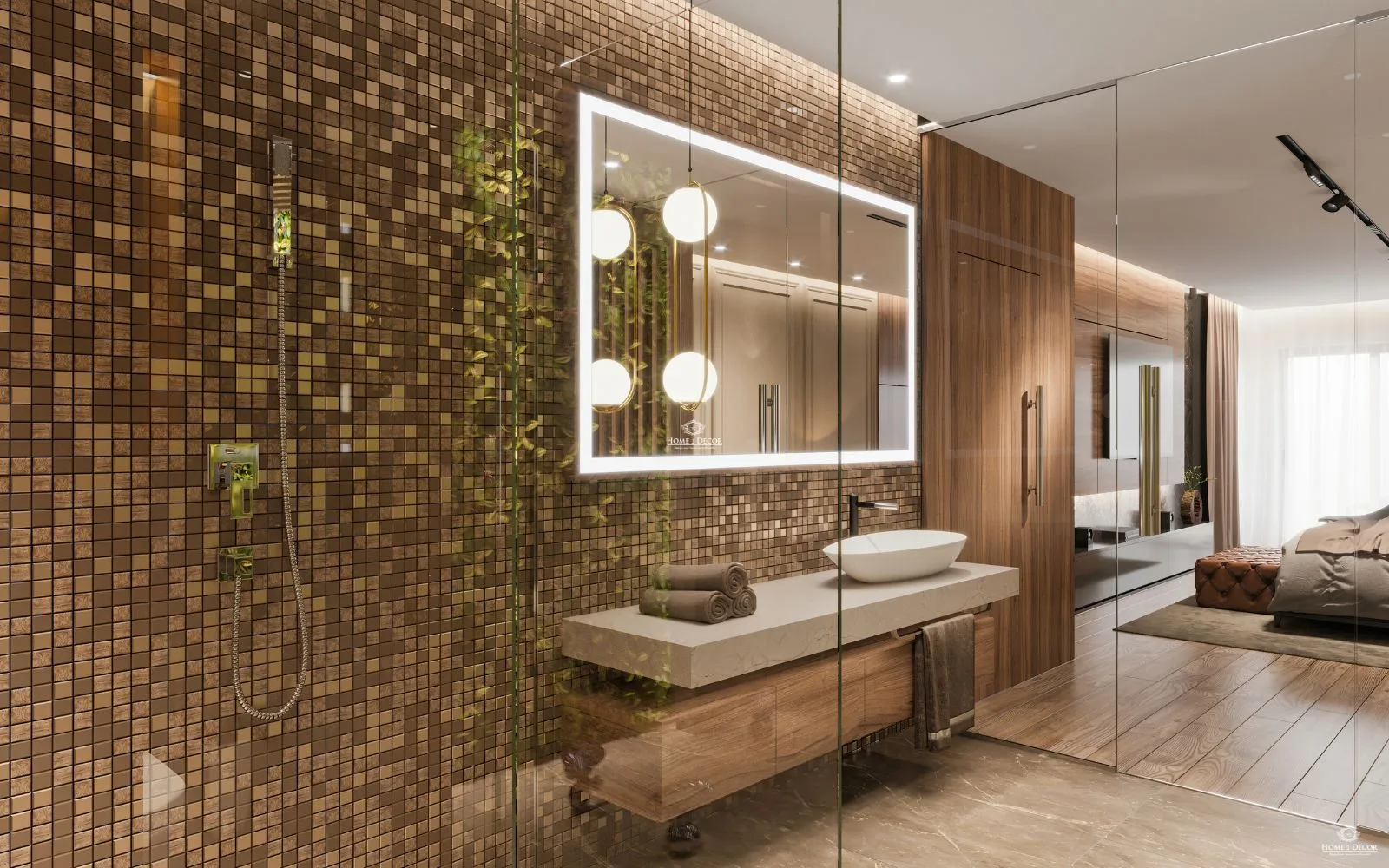 Asian Mediterranean Green bathroom interior