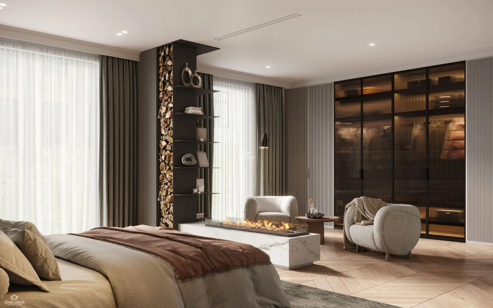 Asian Mediterranean bedroom decore