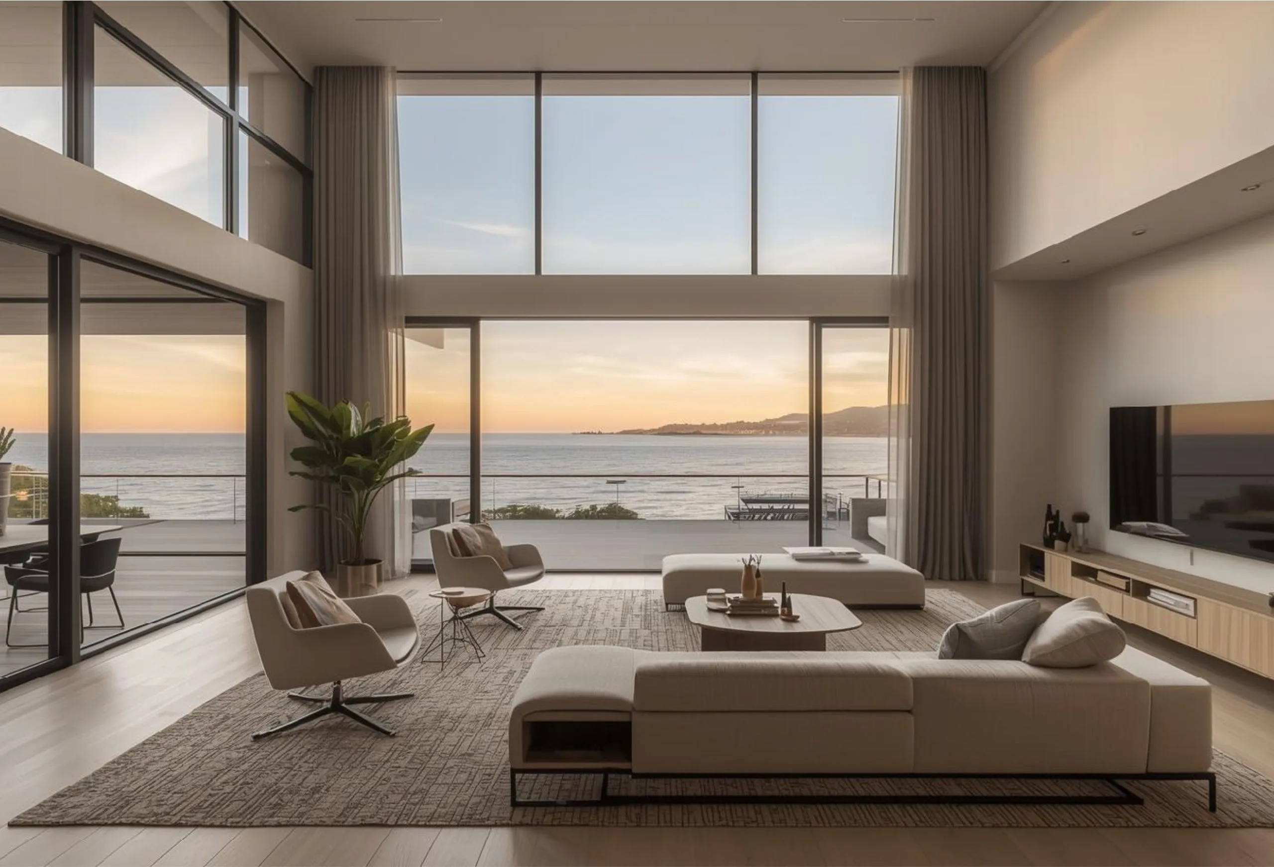 Living room, family lounge & master bedroom facing the sea