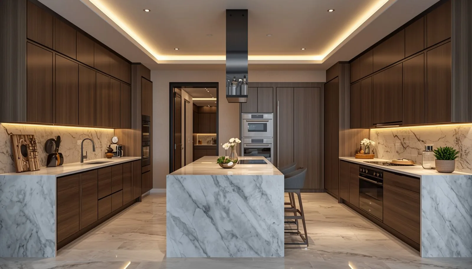 Parallel Modular Kitchens for villa interior