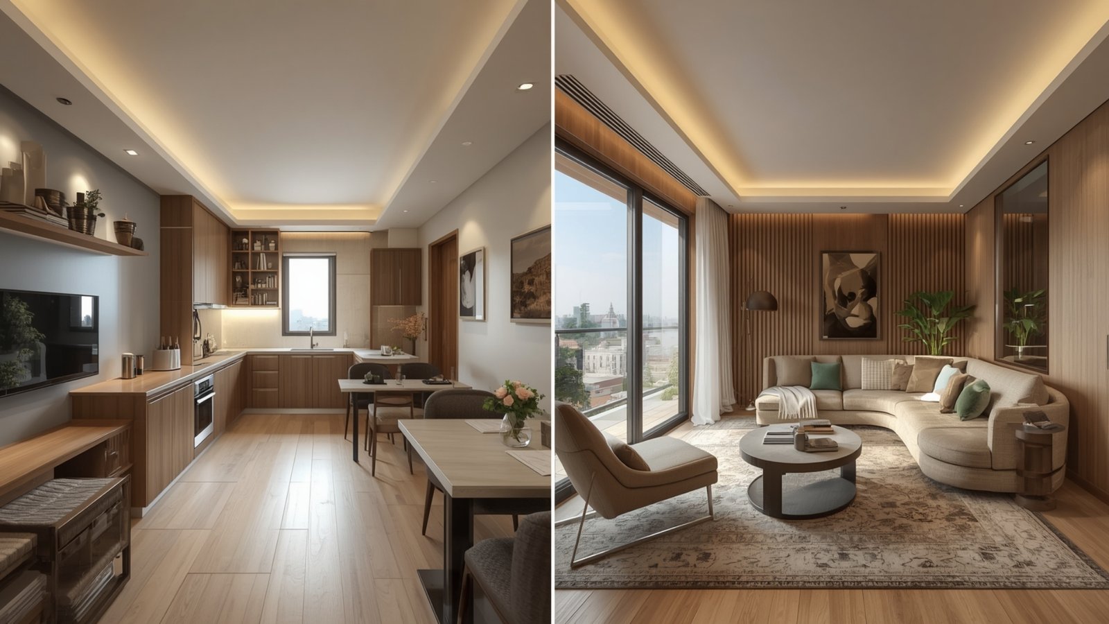 1BHK interior design cost in Thane in 2026 for modular kitchen, wardrobe, furniture, lighting, and home décor