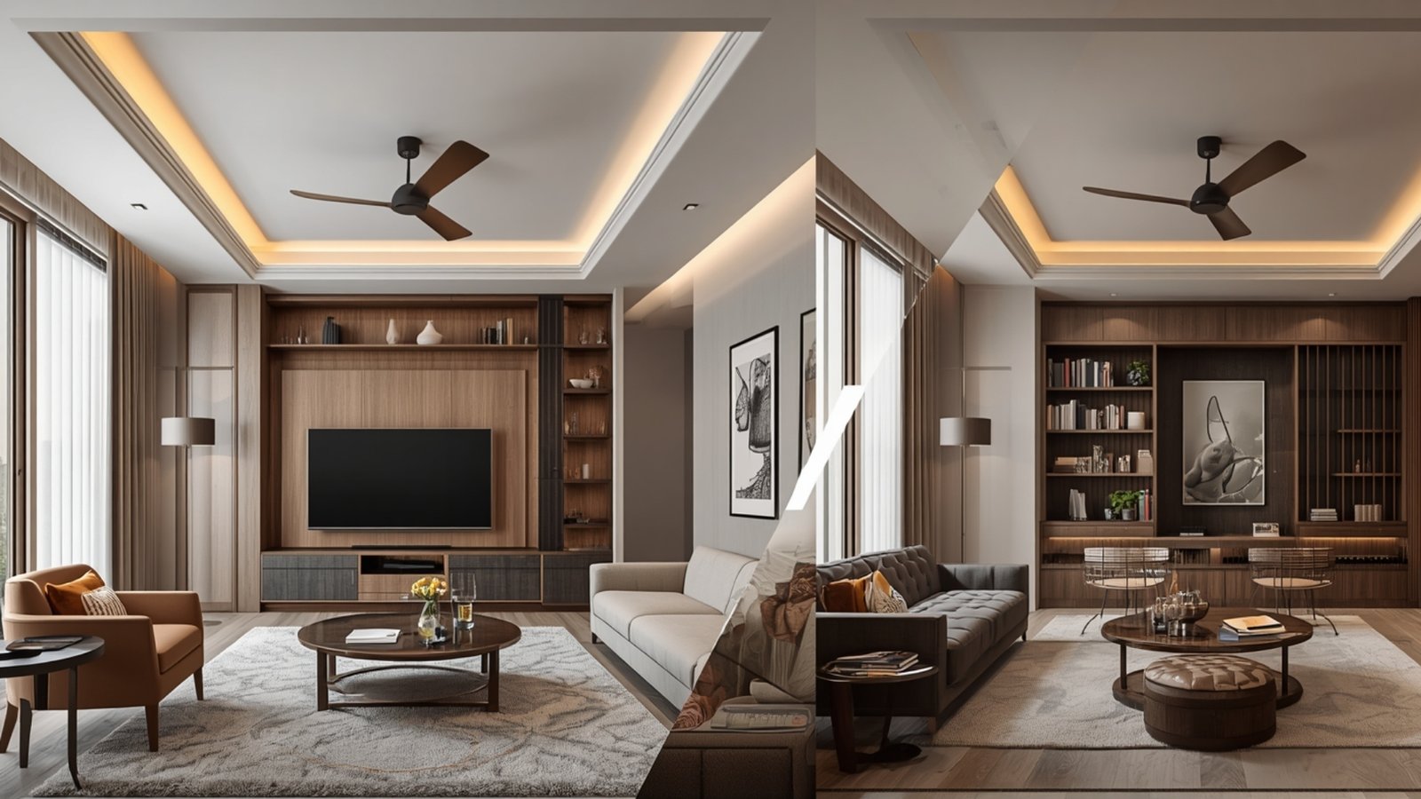 2BHK home interior in Thane featuring a modular kitchen, customized wardrobe, modern furniture, and space-saving storage