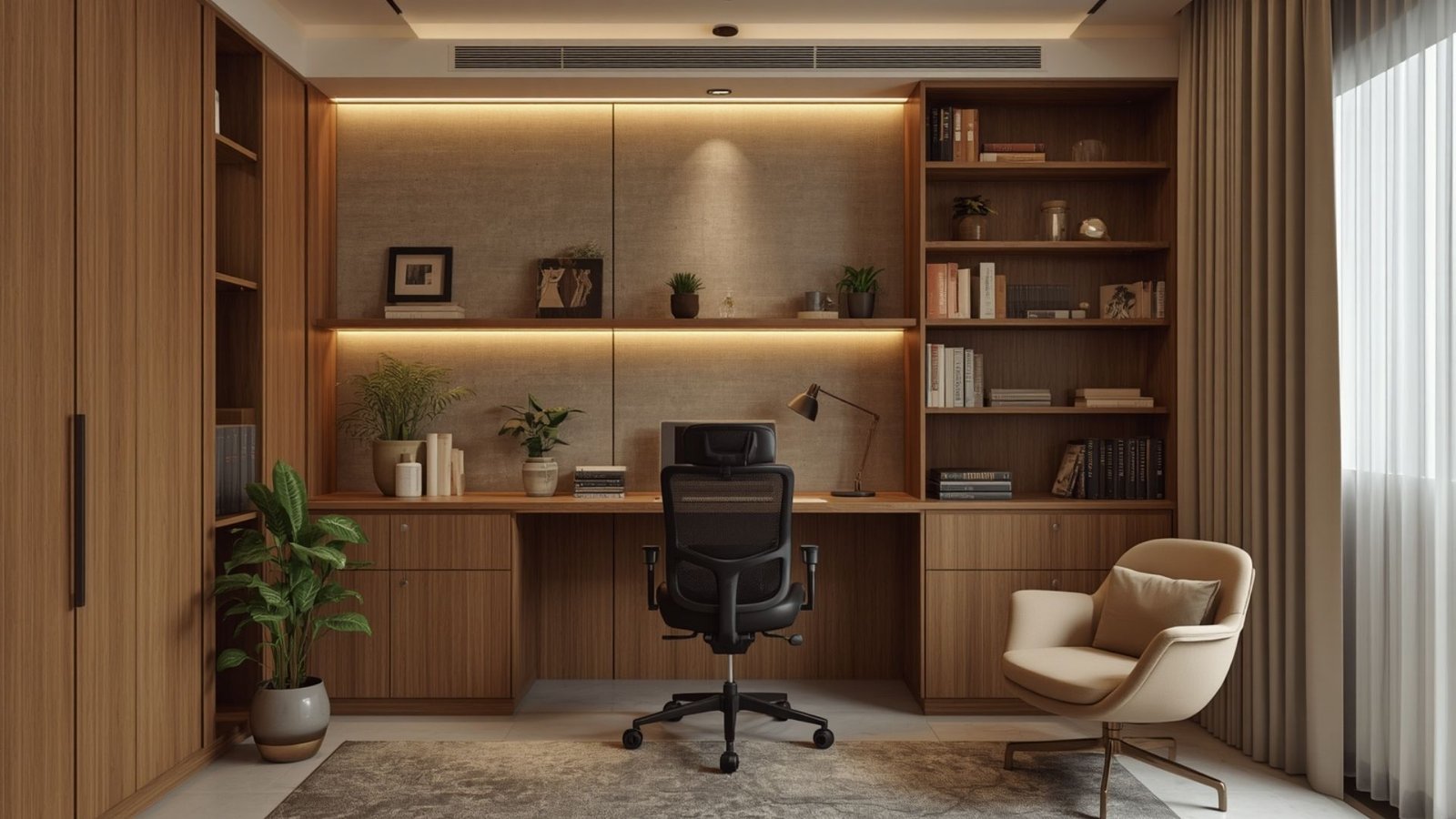 Flexible home office design with multifunctional furniture, smart storage, ergonomic seating, and adaptable workspace solutions