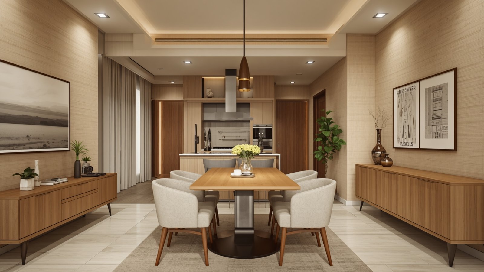 Foldable dining table for a small apartment with space-saving furniture and a stylish modern interior