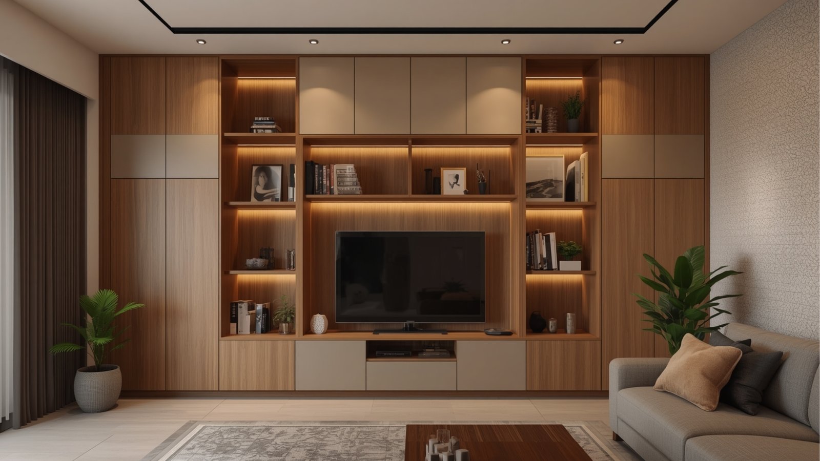 Full-height storage in a luxury Andheri apartment using floor-to-ceiling cabinets for a clean and organized interior