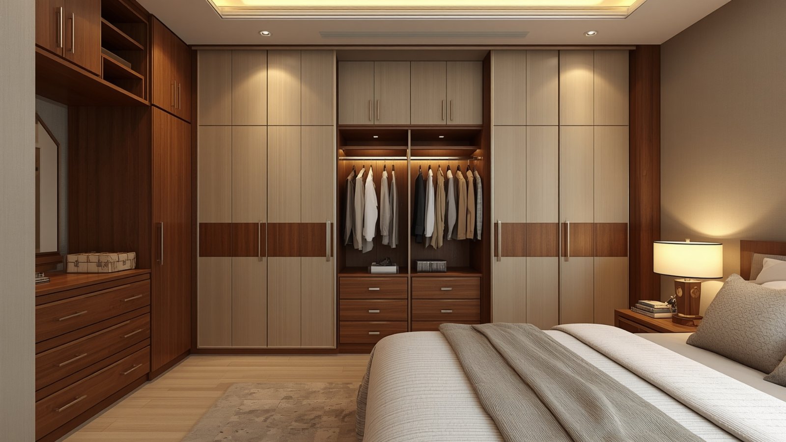 Full-height storage in a modern Indian home using floor-to-ceiling cabinets to maximize space and reduce clutter