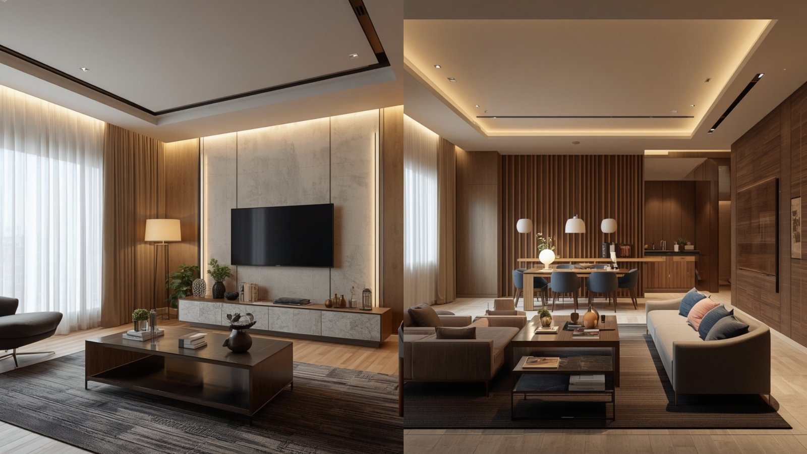 Luxury interior design for 2BHK apartments in Thane featuring modern Indian furniture, premium finishes, smart storage, and elegant lighting