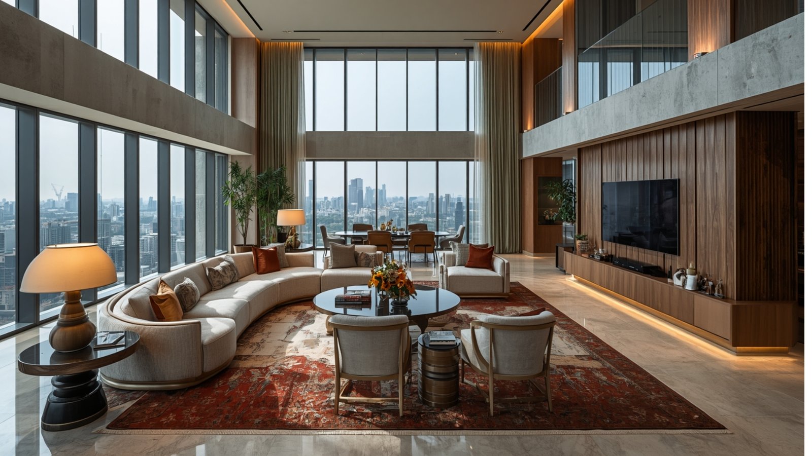 Luxury interior design in Thane featuring bespoke furniture, premium materials, elegant lighting, and sophisticated home décor