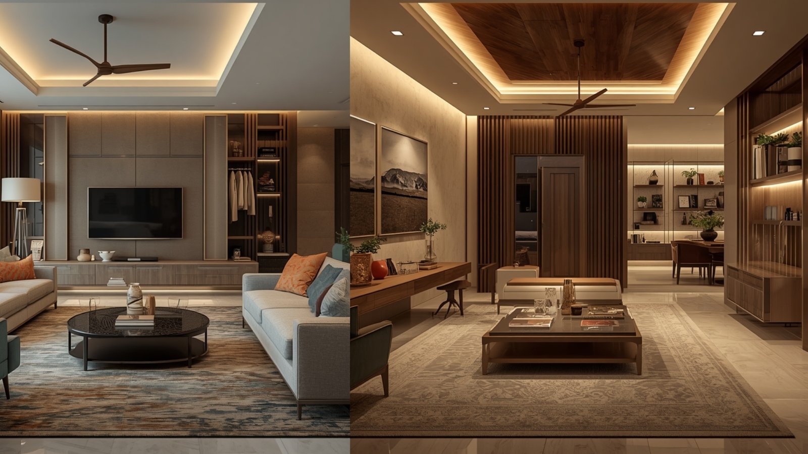 Modern 3BHK apartment in Thane with space-saving furniture, customized storage, modular kitchen, and contemporary décor