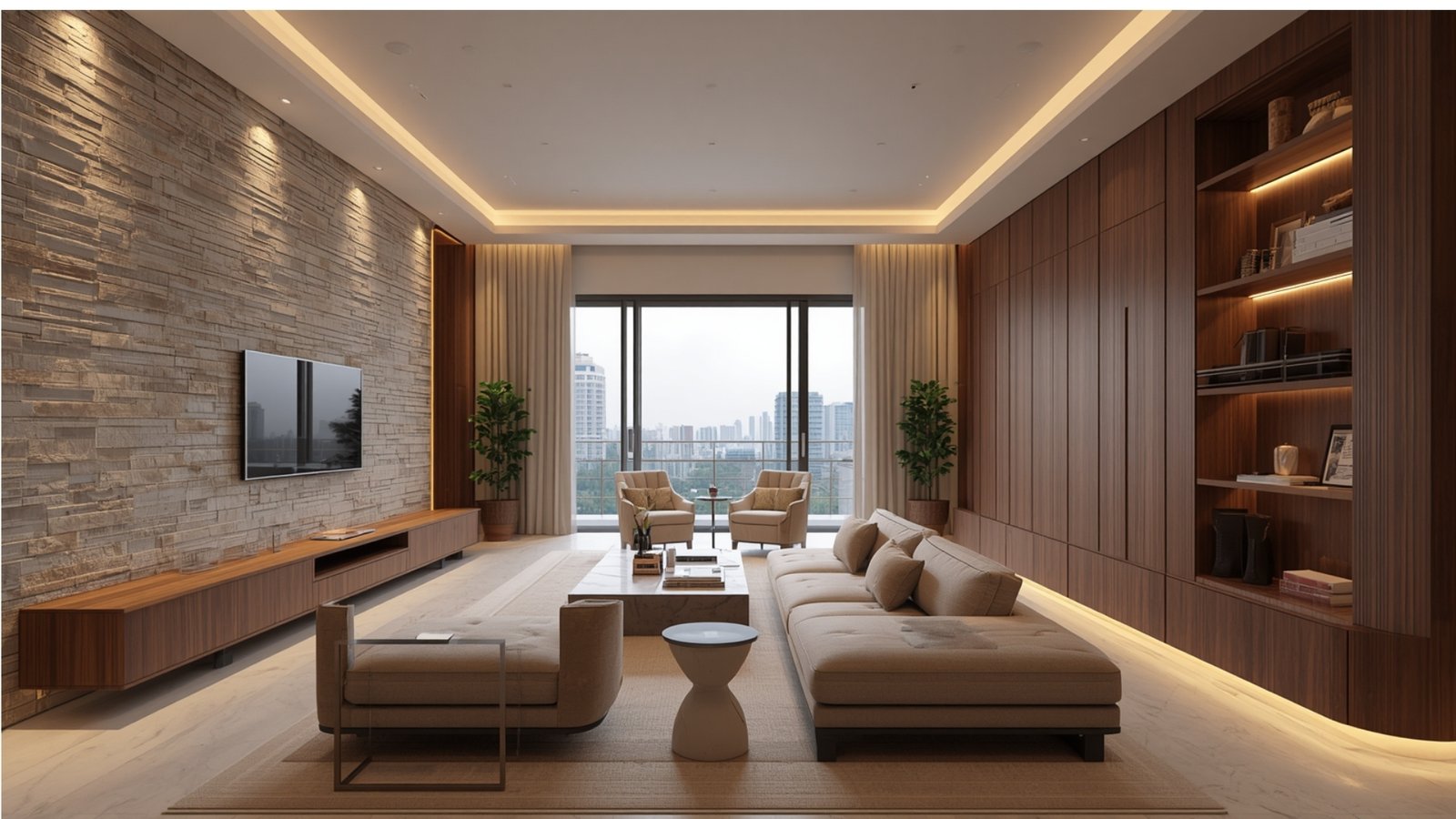 Modern Indian décor featuring handcrafted furniture, earthy colors, traditional artwork, natural materials, and contemporary styling