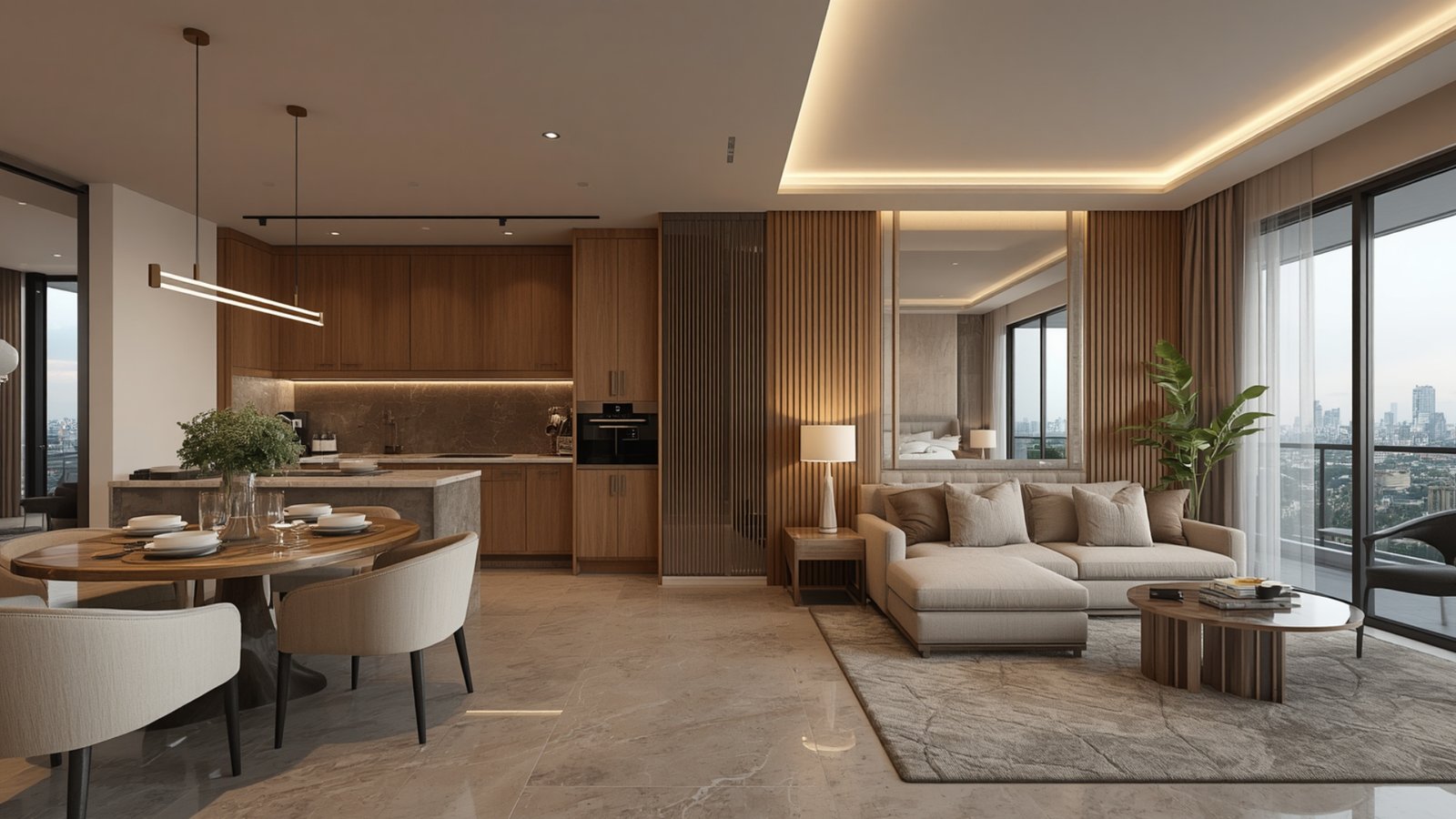 1BHK living room interior design in Pune