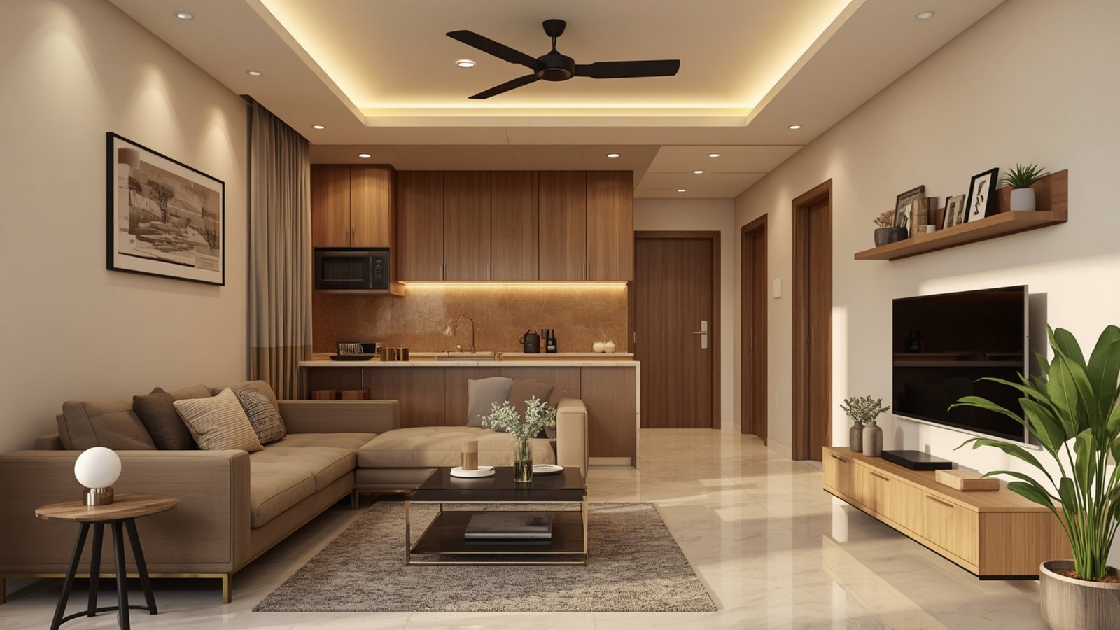 Budget-friendly Thane home interior featuring practical furniture, neutral colors, smart storage, and stylish décor