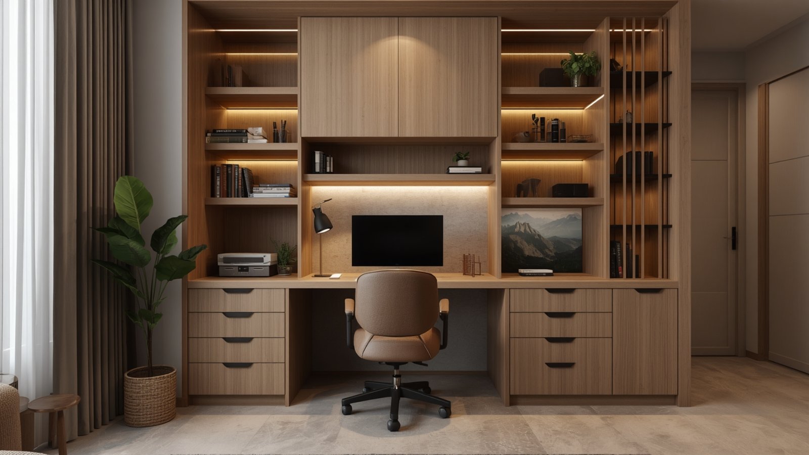 Compact Home Office Interior Design with Smart Storage
