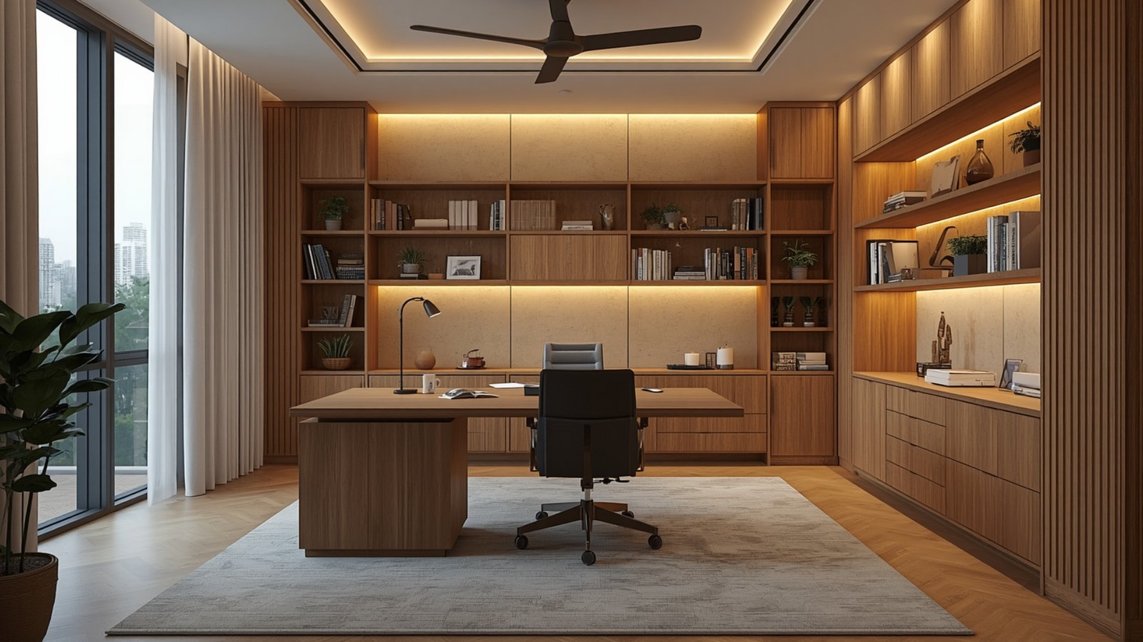 Compact home office interior design in Pune