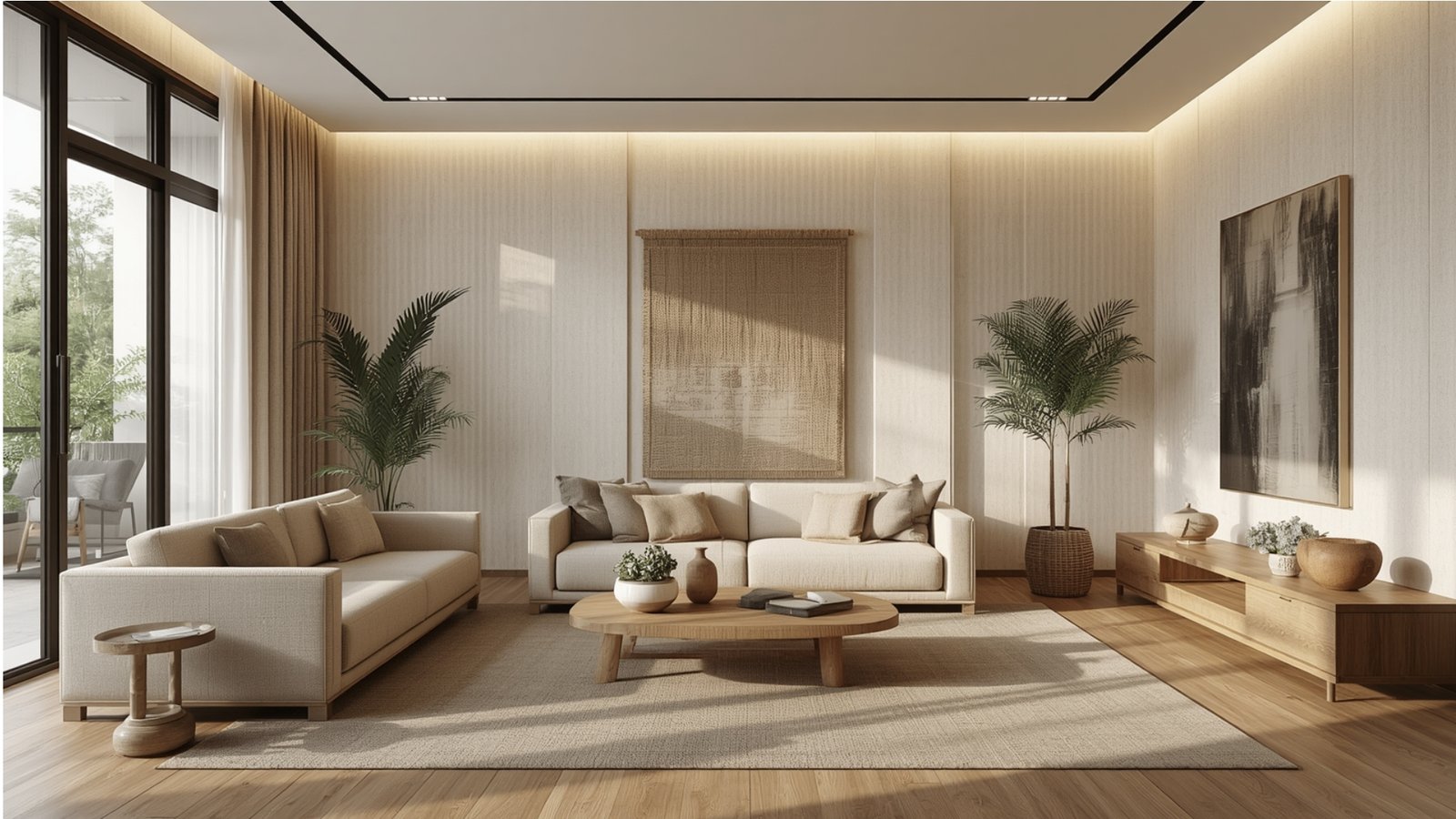 Create a consistent interior design language using coordinated colors, materials, furniture, lighting, and décor