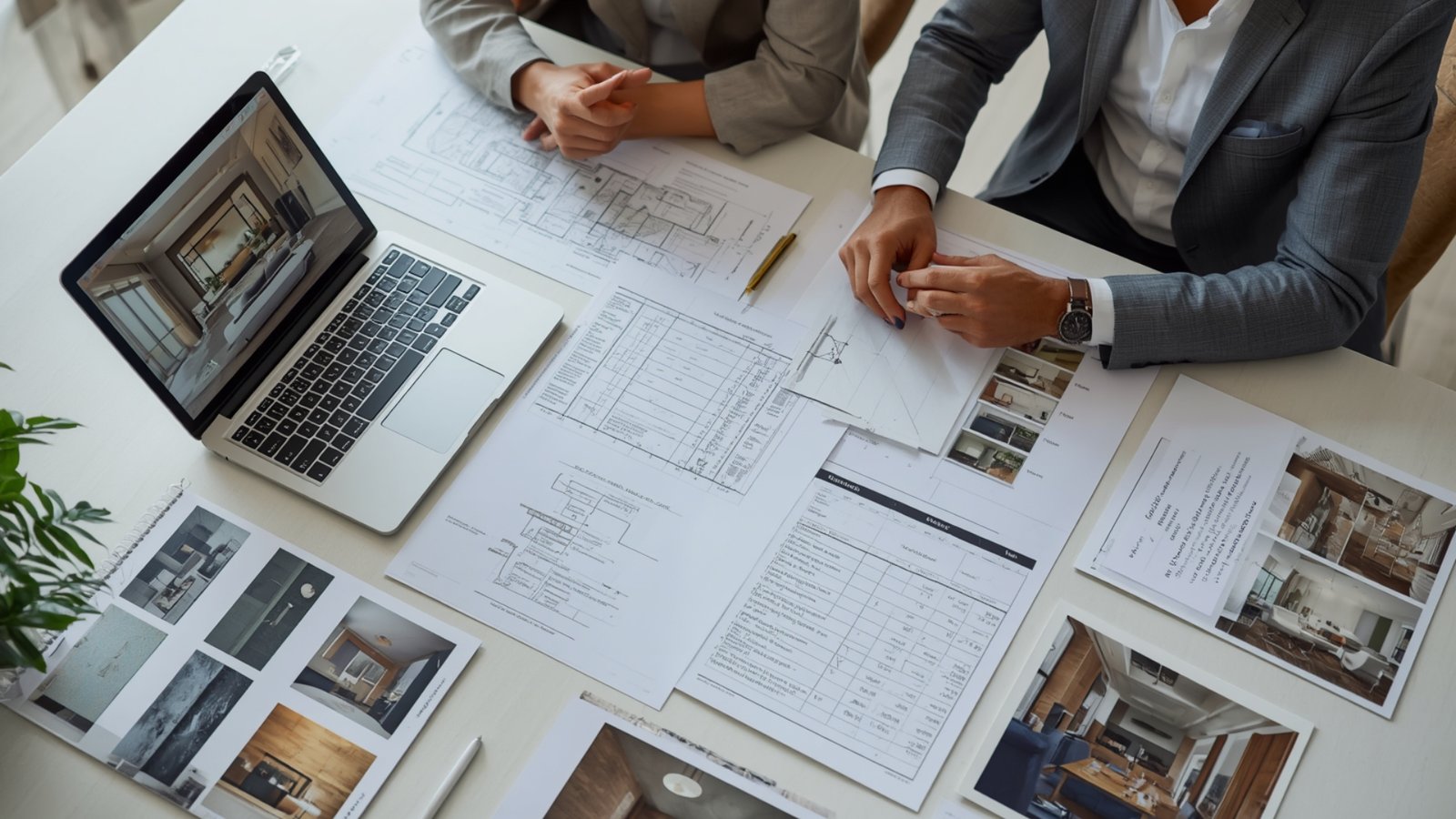 Home interior design budget showing furniture, modular kitchen, wardrobes, lighting, flooring, and finishing costs