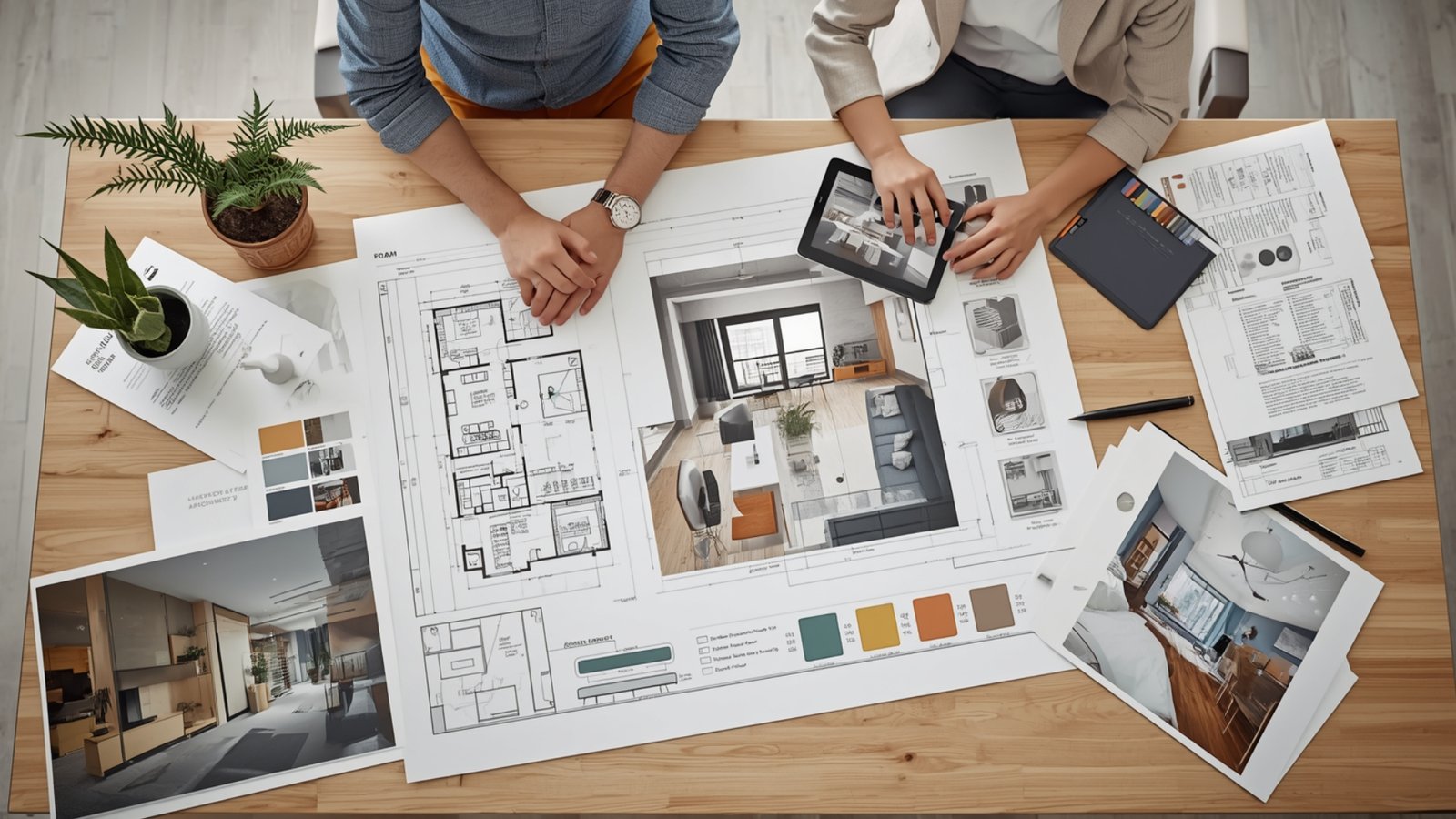 How to plan an interior design project with a clear budget, floor plan, material selection, furniture, and project timeline