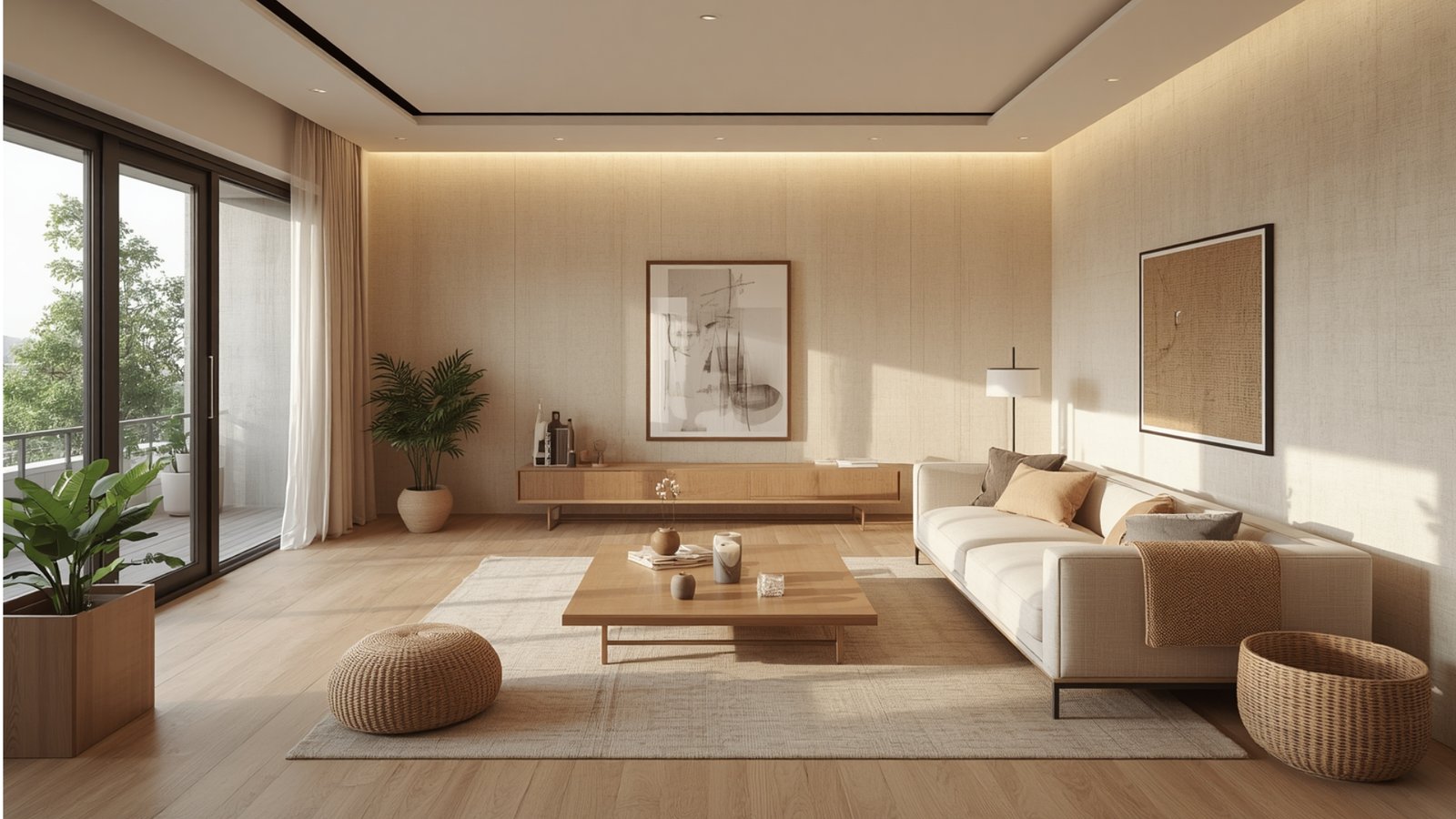 Layered lighting design for a modern home using ambient, task, and accent lighting to create a warm and functional interior