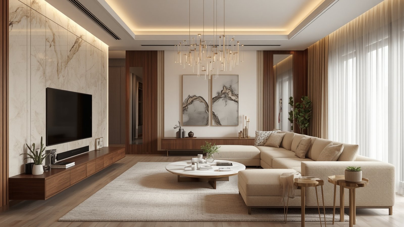 Luxury interior design in Borivali featuring bespoke furniture, premium finishes, elegant lighting, and sophisticated home décor