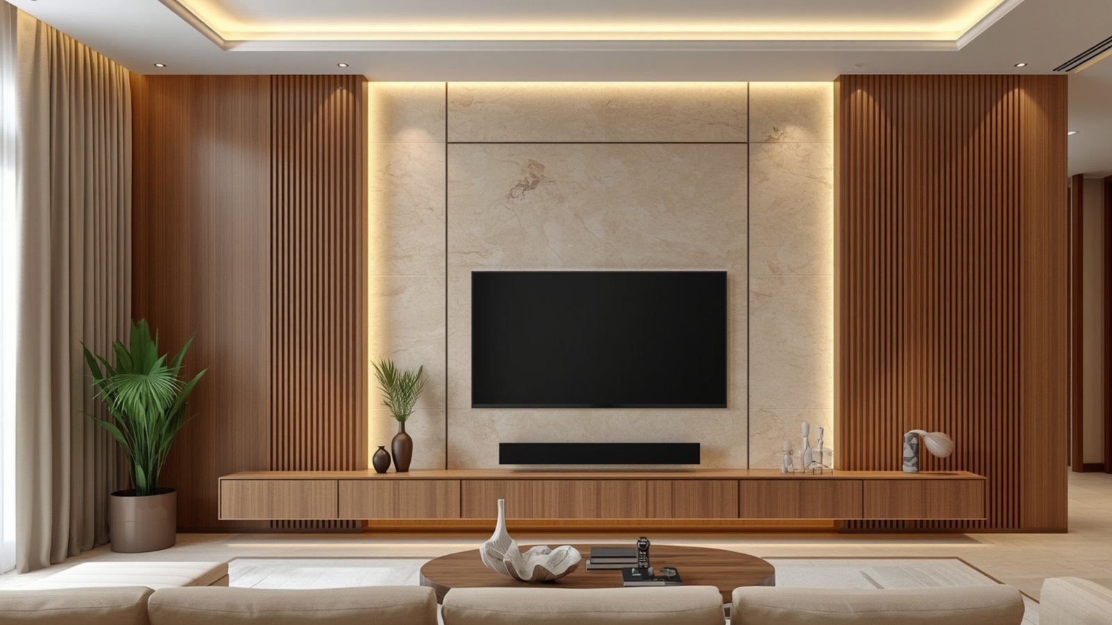 Minimalist TV unit design for modern home interior