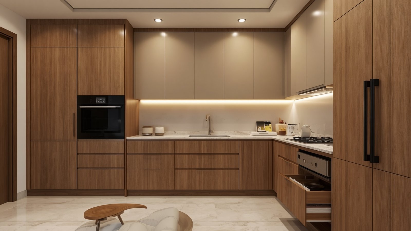 Modular kitchen cost in Goregaon for modern homes based on kitchen size, layout, materials, hardware, and finishes