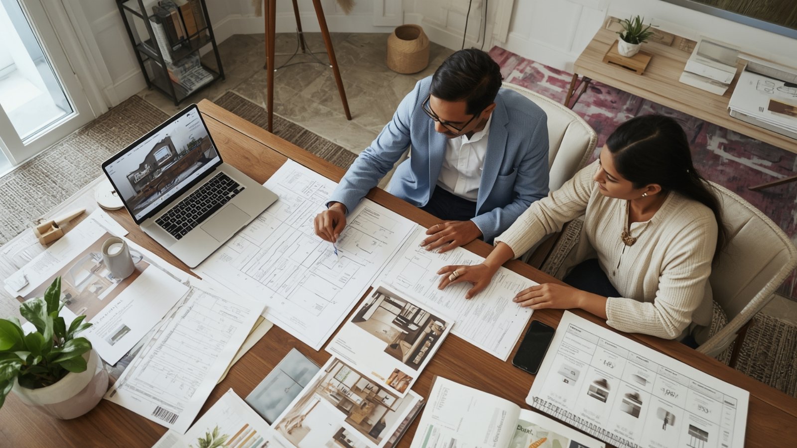 Smart space planning for a modern home with functional furniture placement, efficient layouts, and practical storage solutions