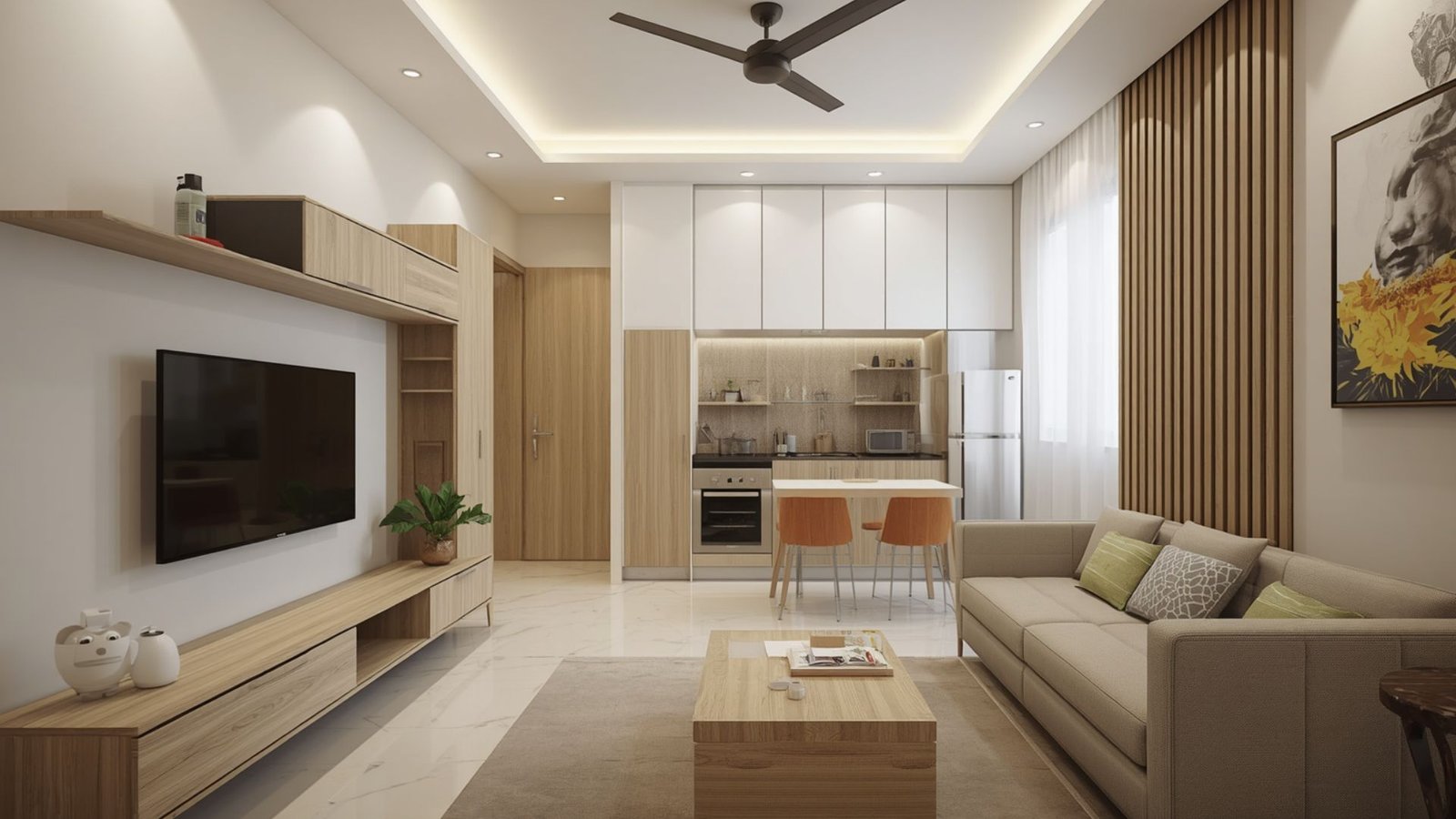 Interior Design Cost for a 1BHK Home in Ranchi