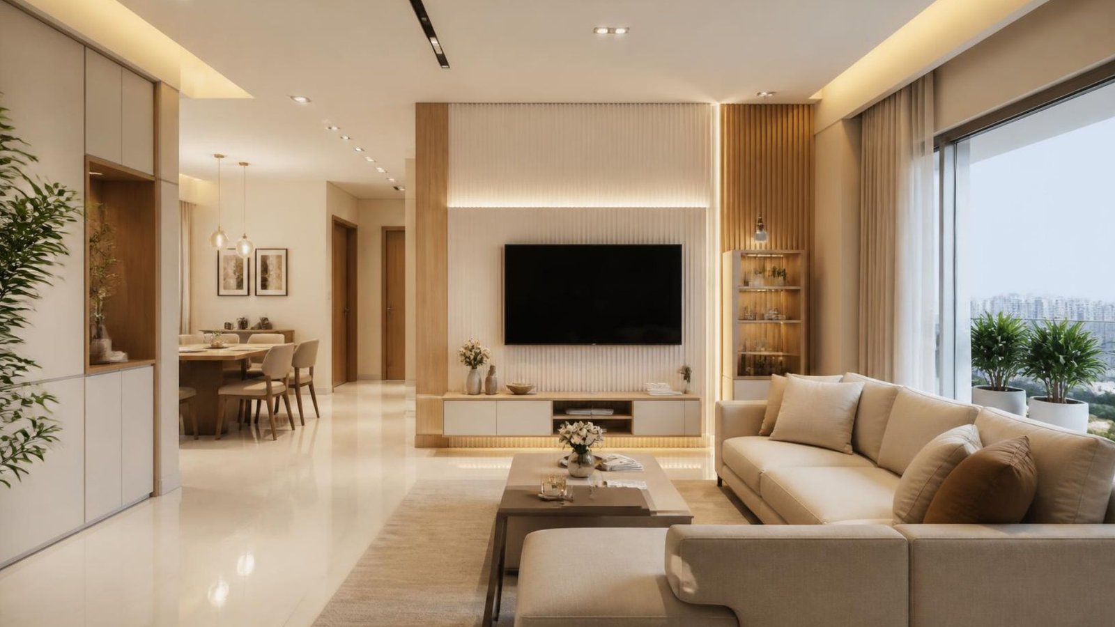 Interior designer reviewing apartment floor plans and material samples with a homeowner.