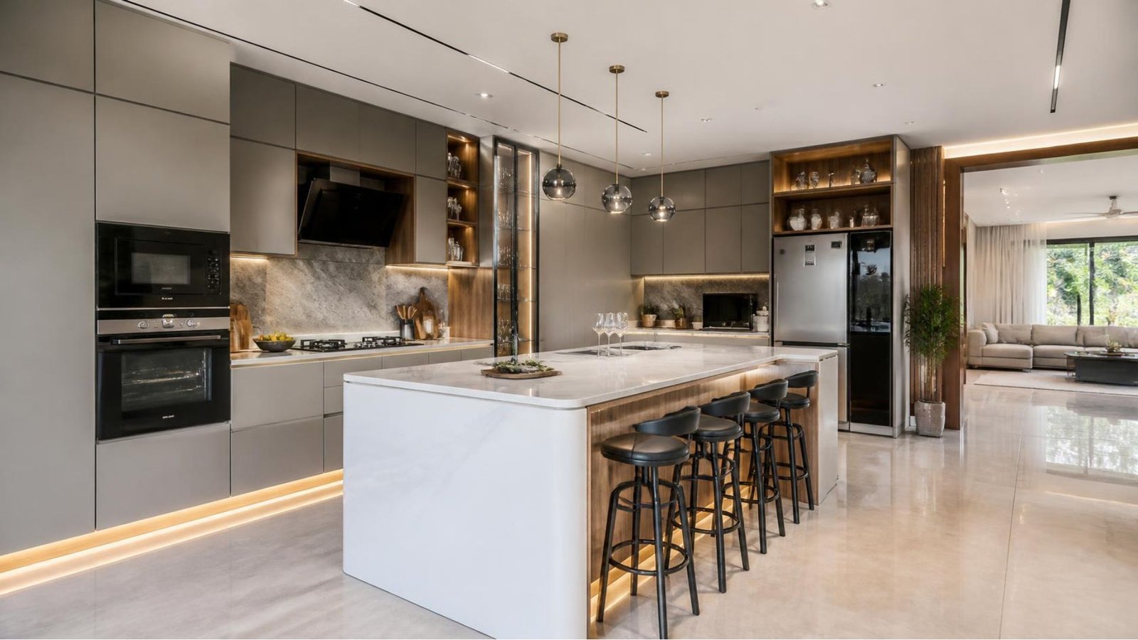 Modern modular kitchen interior with contemporary cabinets in Ranchi